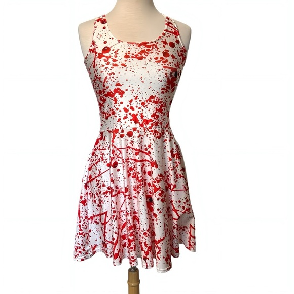 Blood Splattered American Psycho Skater Dress Horror Costume Novelty Size Large - Picture 4 of 7